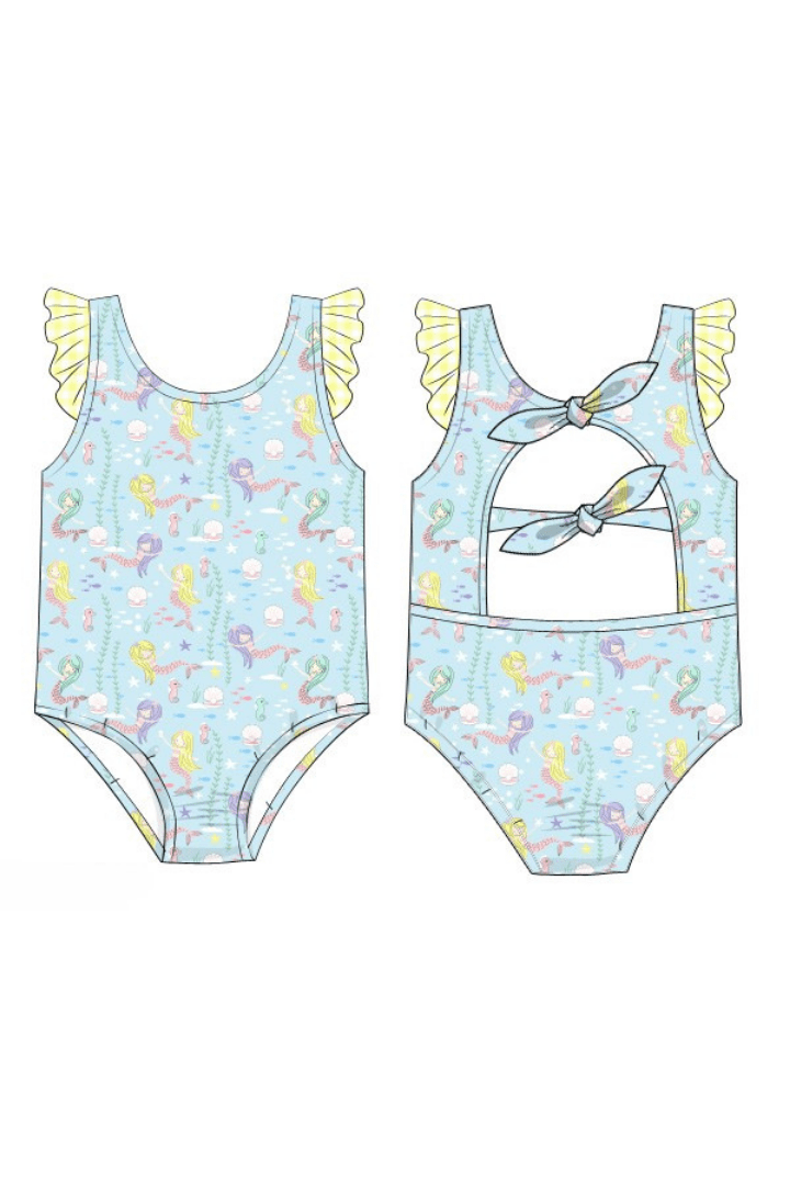 The Smocked Flamingo Apparel & Accessories Pre-Order Sweet Mermaid Ruffle One Piece Swimsuit