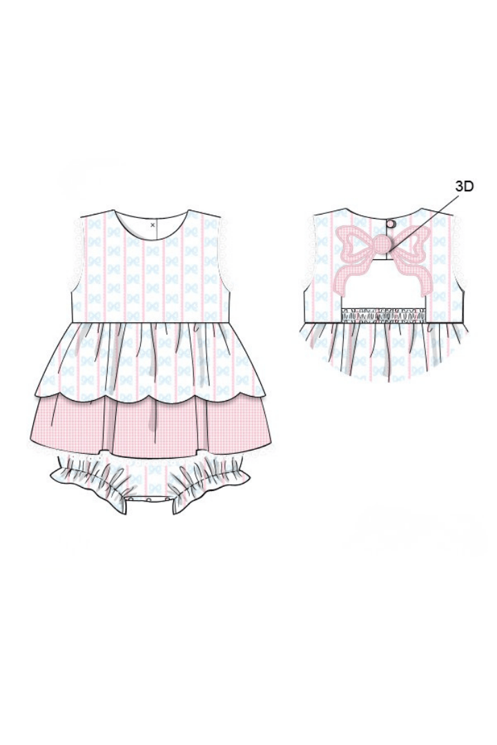 The Smocked Flamingo Apparel & Accessories Pre-Order Sweet Scalloped Bow Applique Bubble