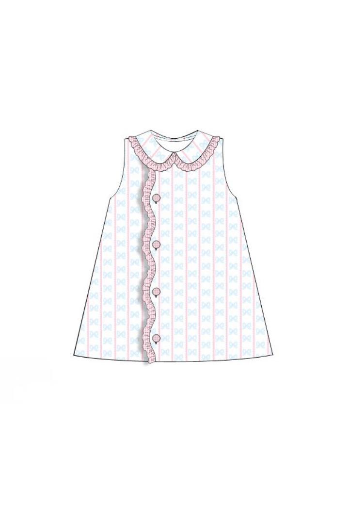 The Smocked Flamingo Apparel & Accessories Pre-Order Sweet Scalloped Bow Honeycomb Ruffle Dress