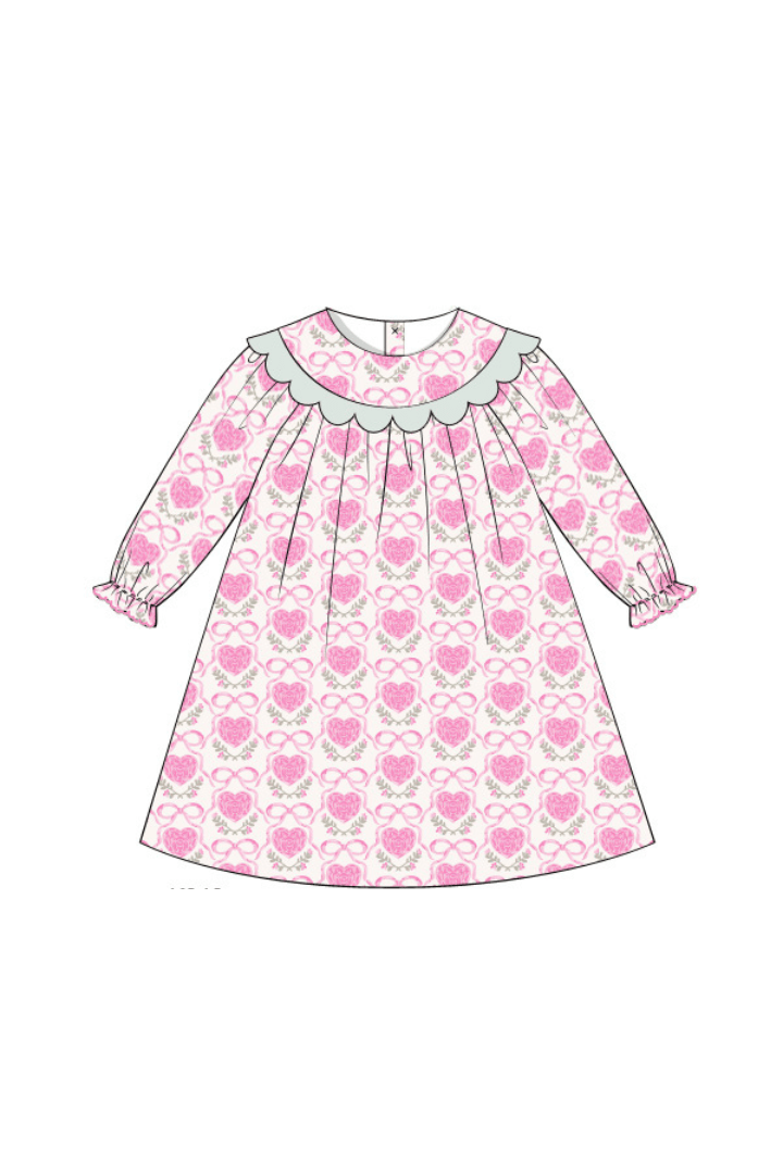 The Smocked Flamingo Apparel & Accessories Pre-Order Sweetheart Bow Scalloped Dress