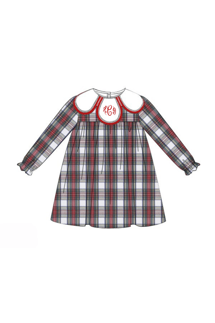 The Smocked Flamingo Apparel & Accessories Pre-Order Tulip Red Tartan Plaid Dress