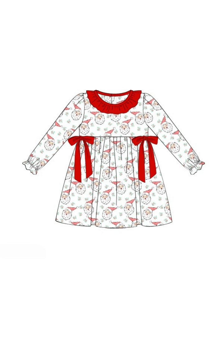 The Smocked Flamingo Apparel & Accessories Pre-Order Vintage Santa Bow Dress