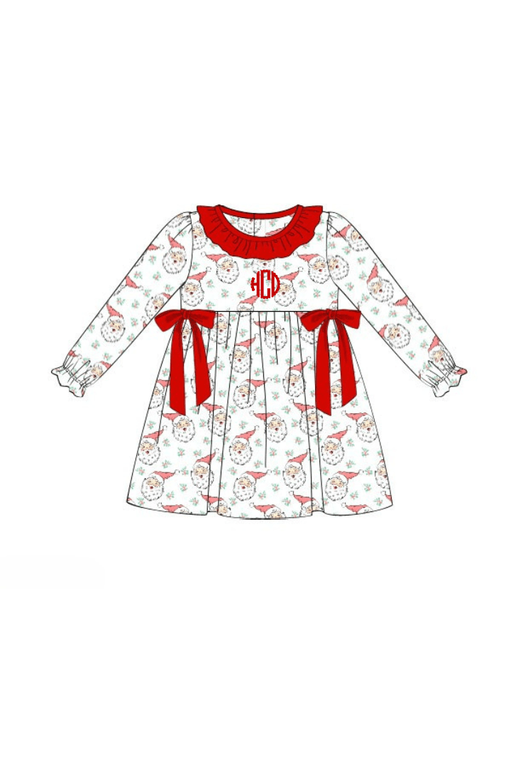 The Smocked Flamingo Apparel & Accessories Pre-Order Vintage Santa Bow Dress
