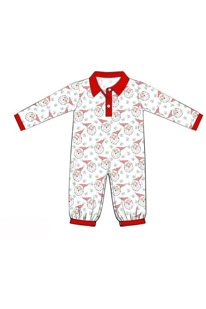 The Smocked Flamingo Apparel & Accessories Pre-Order Vintage Santa Polo Romper