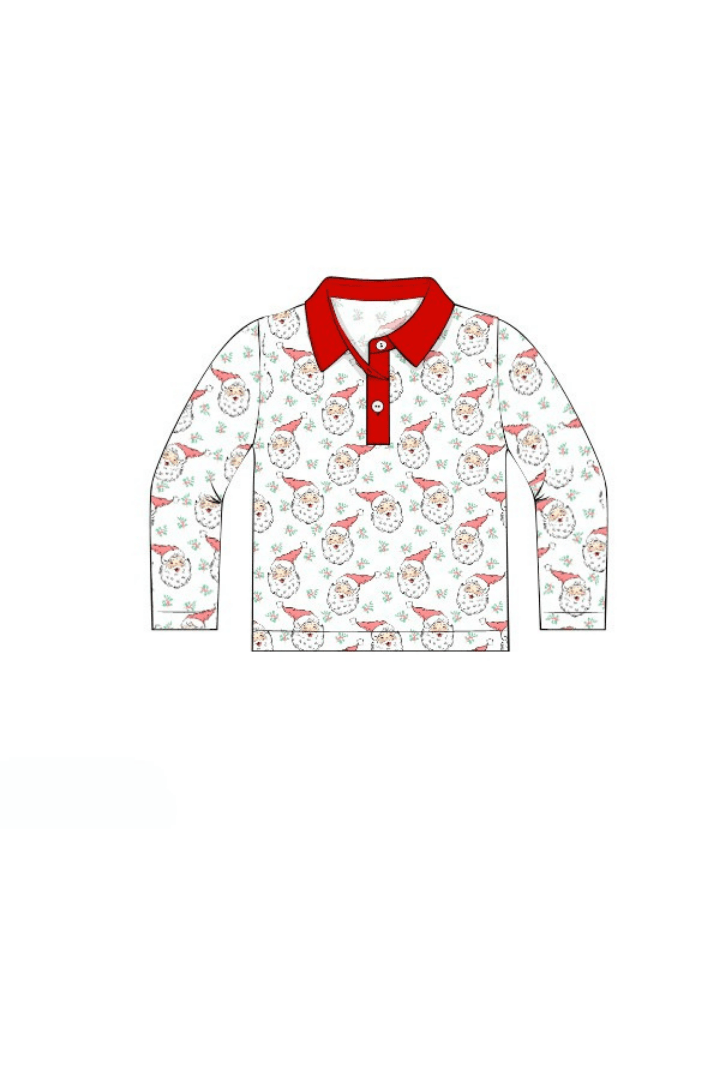 The Smocked Flamingo Apparel & Accessories Pre-Order Vintage Santa Polo Shirt