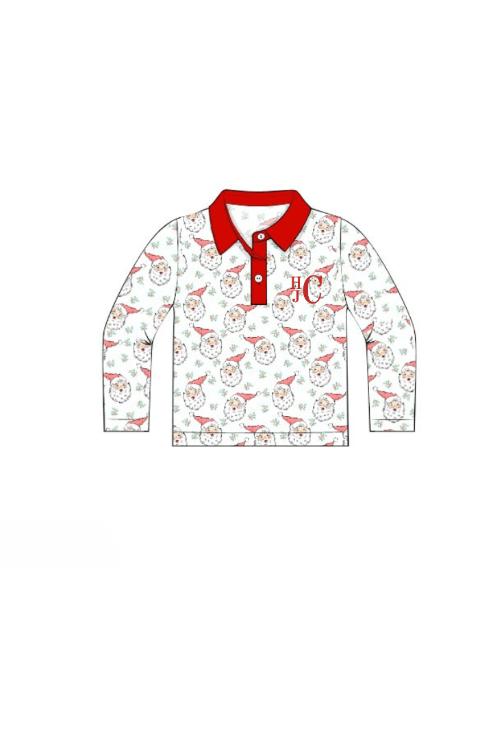 The Smocked Flamingo Apparel & Accessories Pre-Order Vintage Santa Polo Shirt
