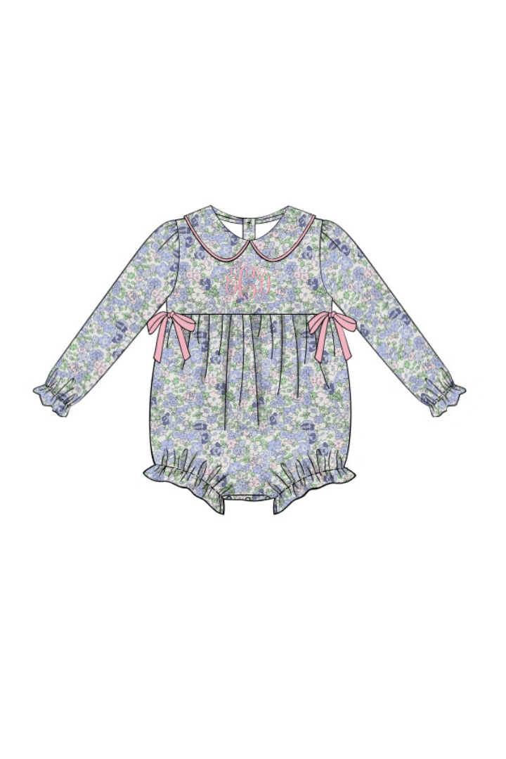 The Smocked Flamingo Apparel & Accessories Pretty in Pink Floral and Pink Velvet Bow Bubble