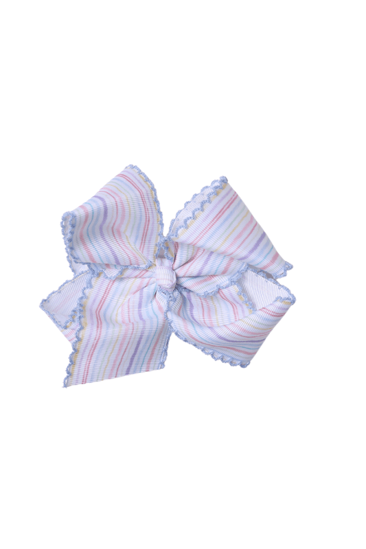 The Smocked Flamingo Apparel & Accessories Scalloped Edge Striped Bow