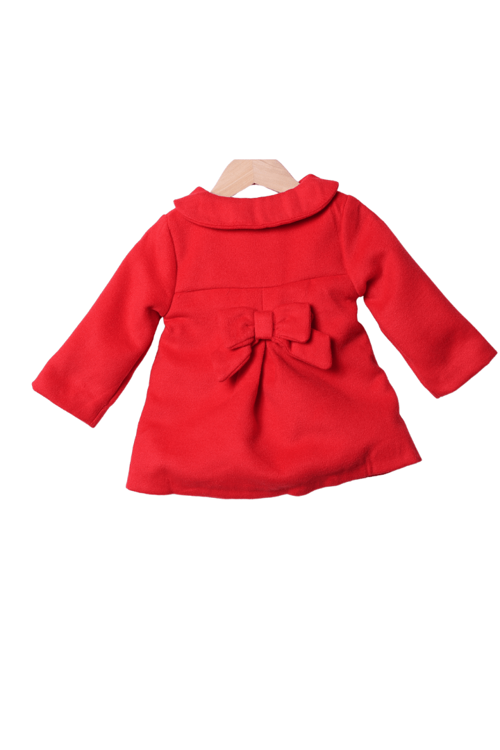 The Smocked Flamingo Apparel & Accessories Scalloped Red Wool Dress Coat