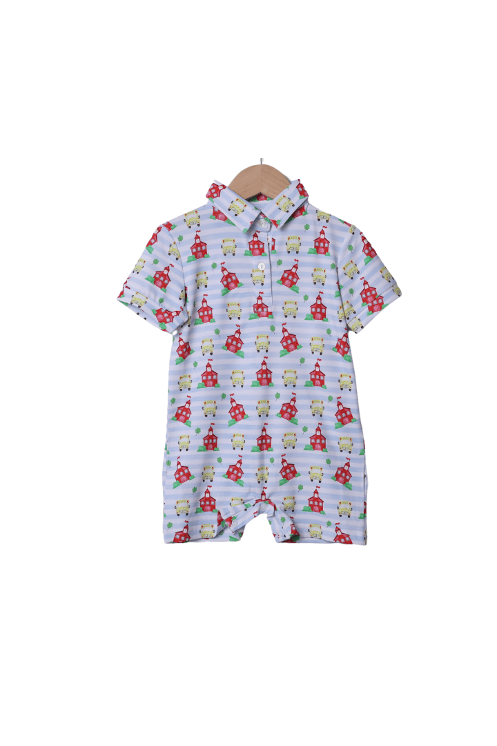 The Smocked Flamingo Apparel & Accessories School House Polo Romper