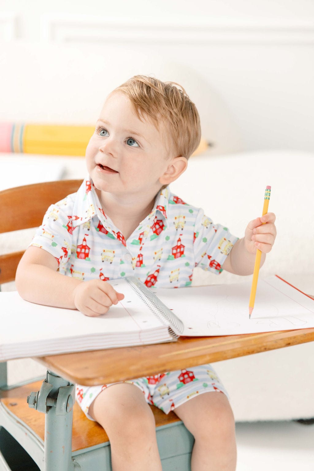 The Smocked Flamingo Apparel & Accessories School House Polo Romper
