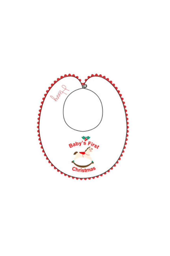 The Smocked Flamingo Apparel & Accessories Smocked Baby's 1st Christmas Bib