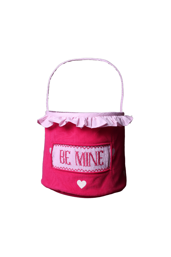 The Smocked Flamingo Apparel & Accessories Smocked Be Mine Pink Corduroy Valentine Treat Basket