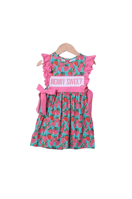 The Smocked Flamingo Apparel & Accessories Smocked Berry Sweet Strawberry Bow Dress