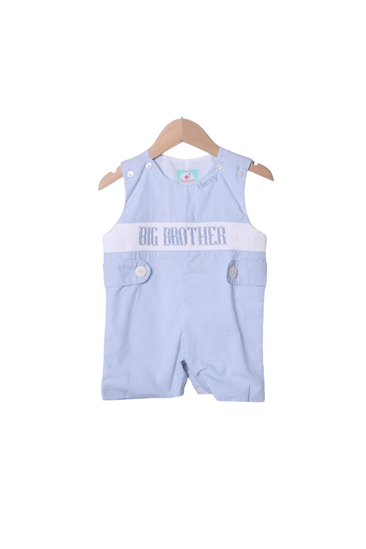 The Smocked Flamingo Apparel & Accessories Smocked Big Brother Blue Gingham Jon Jon