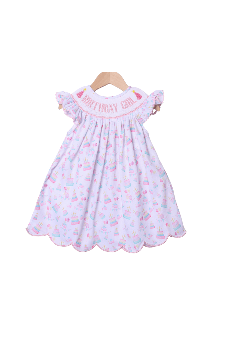 The Smocked Flamingo Apparel & Accessories Smocked Birthday Girl Scalloped Dress