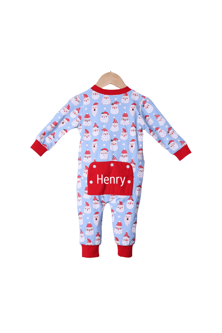 The Smocked Flamingo Apparel & Accessories Smocked Blue Santa Zippys