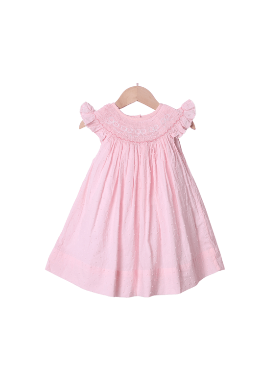 The Smocked Flamingo Apparel & Accessories Smocked Bow Pink Swiss Dot Dress