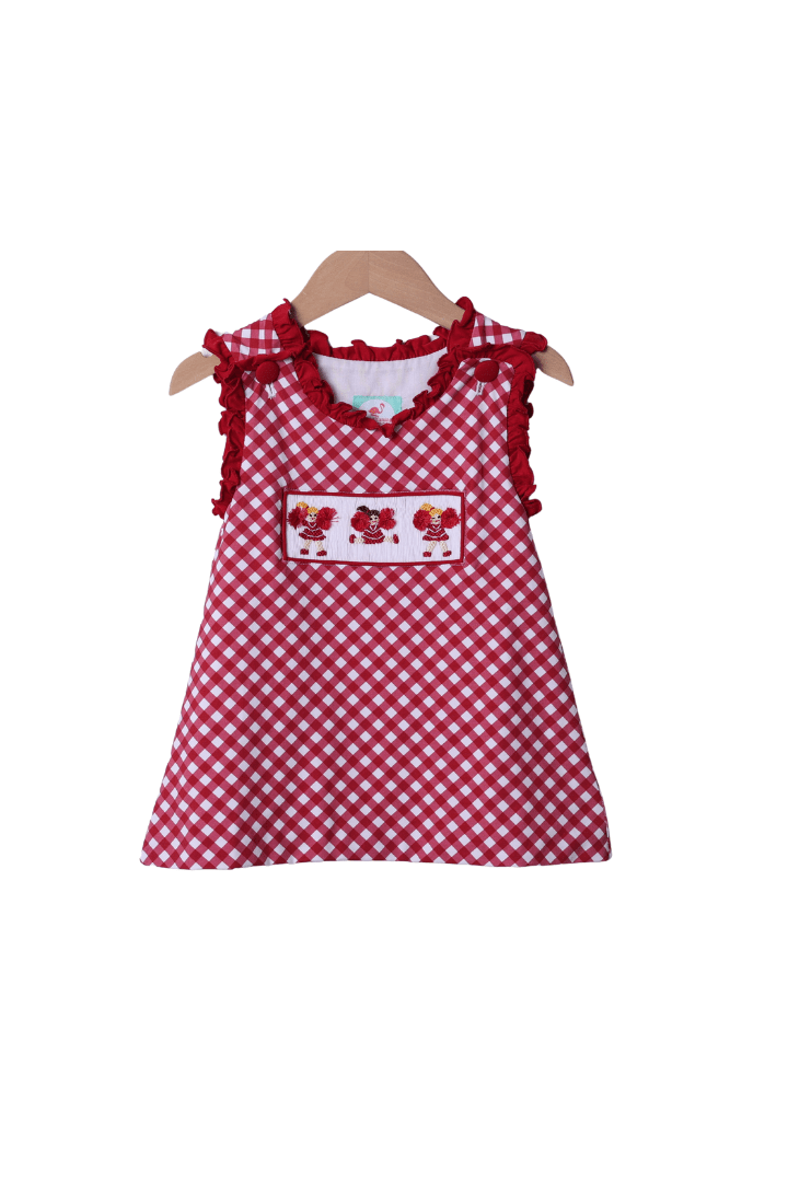 The Smocked Flamingo Apparel & Accessories Smocked Cheer Maroon Gingham Dress