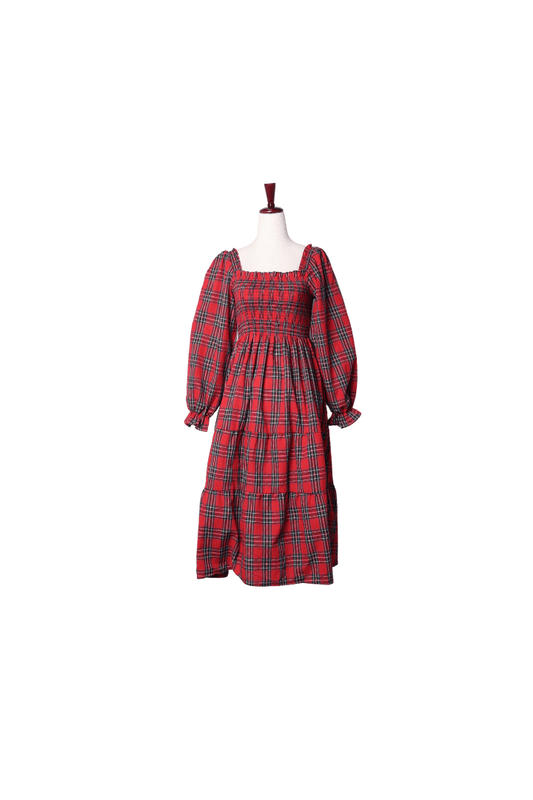 The Smocked Flamingo Apparel & Accessories Smocked Christmas Tartan Plaid Mom Dress