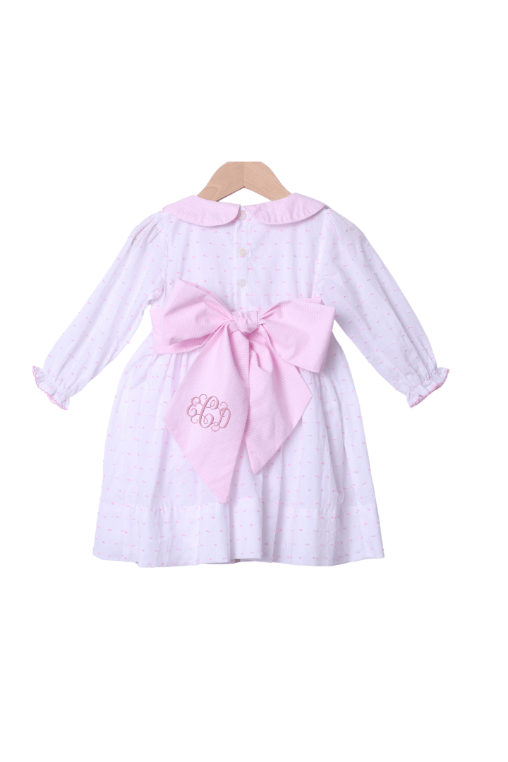 The Smocked Flamingo Apparel & Accessories Smocked Classic Turkey Pink Swiss Dot Bow Dress