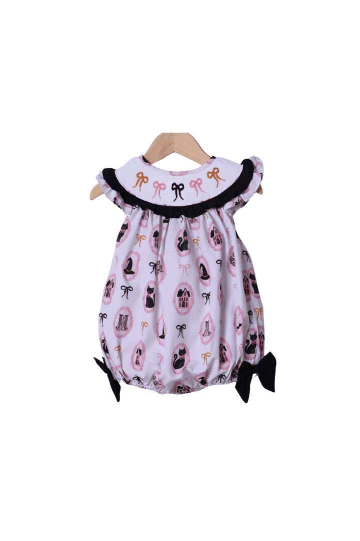 The Smocked Flamingo Apparel & Accessories Smocked Embroidered Bow Sweet and Spooky Bubble