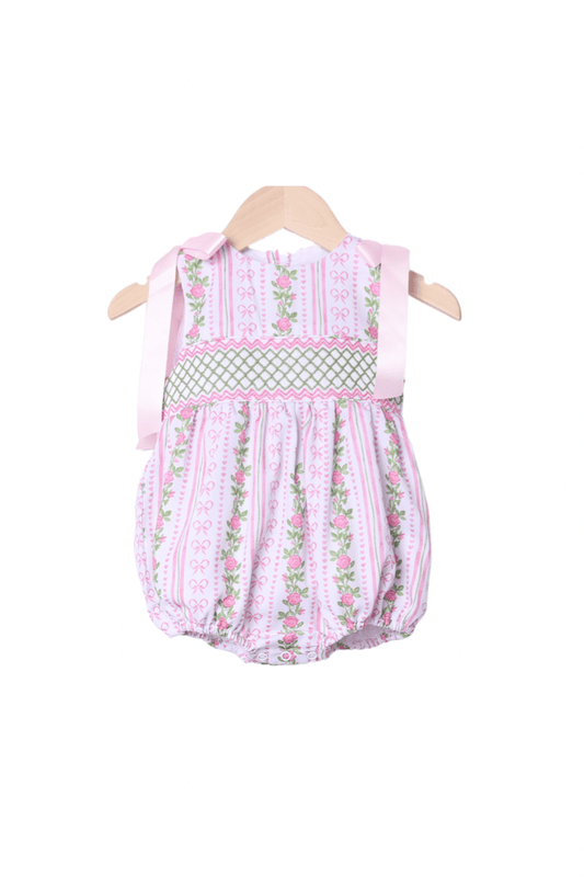 The Smocked Flamingo Apparel & Accessories Smocked Fancy Floral Bow Bubble