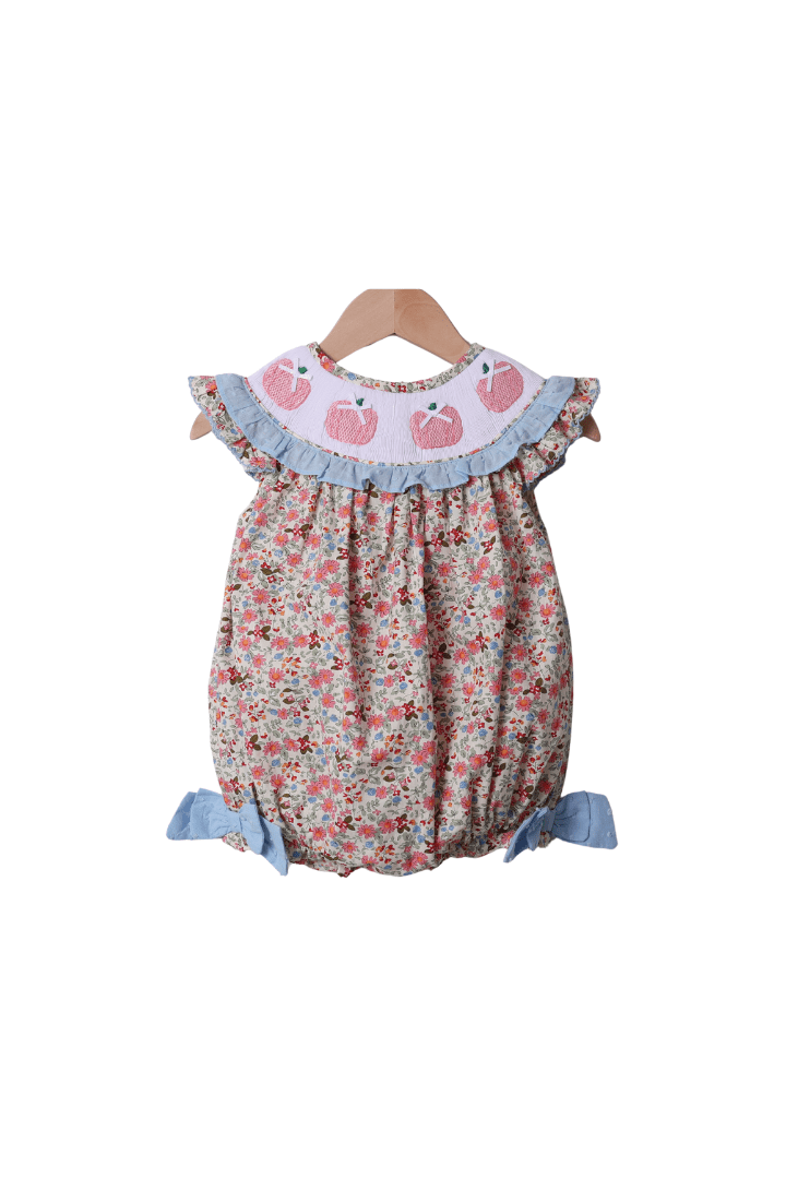 The Smocked Flamingo Apparel & Accessories Smocked Floral Pink Pumpkin Bishop Bow Bubble