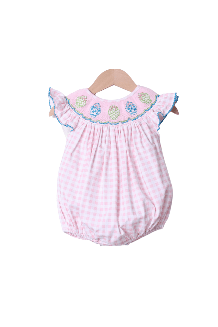 The Smocked Flamingo Apparel & Accessories Smocked Ginger Jar Pink Gingham Bubble