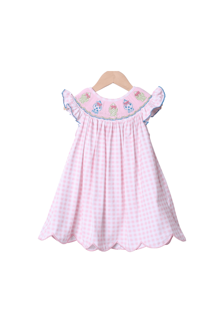 The Smocked Flamingo Apparel & Accessories Smocked Ginger Jar Pink Gingham Dress