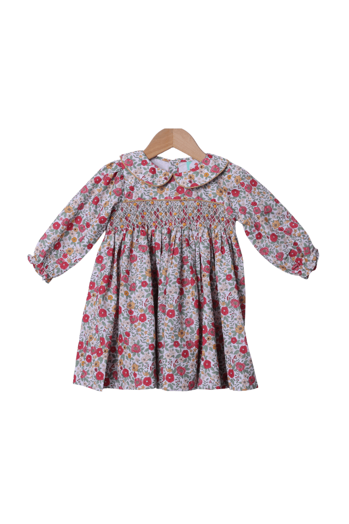 The Smocked Flamingo Apparel & Accessories Smocked Heirloom Fancy Fall Floral Dress
