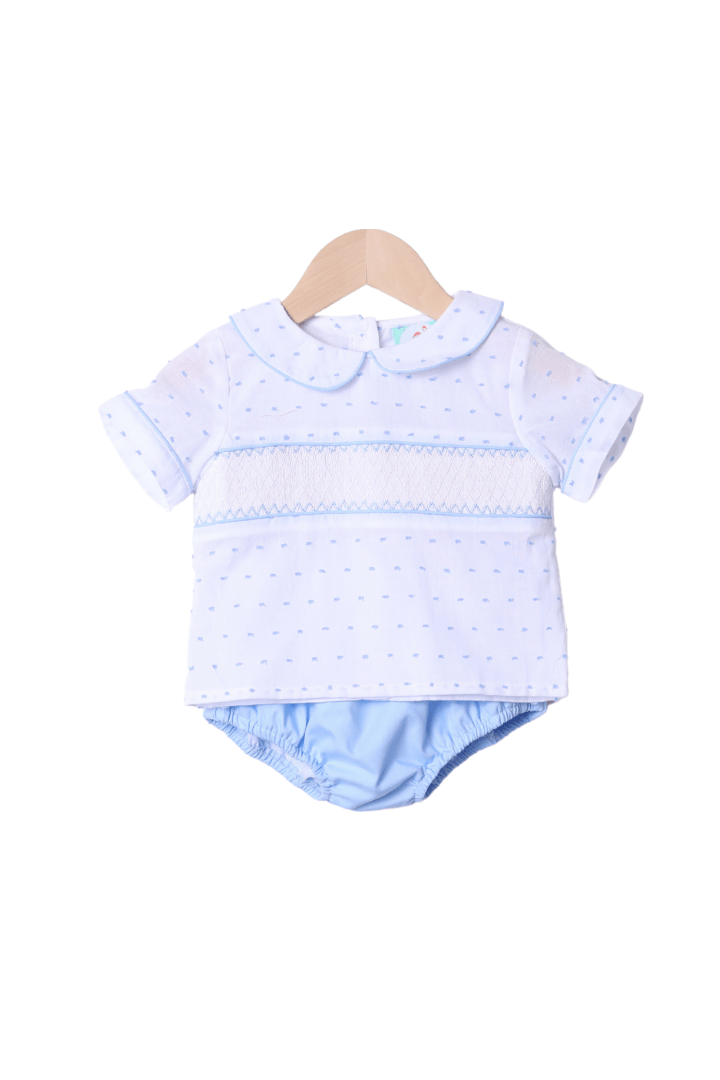 The Smocked Flamingo Apparel & Accessories Smocked Heirloom Swiss Dot Boy Diaper Set