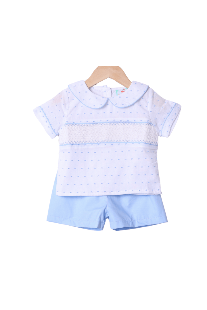 The Smocked Flamingo Apparel & Accessories Smocked Heirloom Swiss Dot Short Set