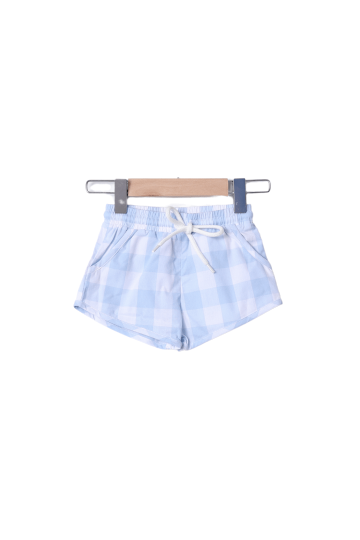 The Smocked Flamingo Apparel & Accessories Smocked I Love Mama Blue Gingham Short Set