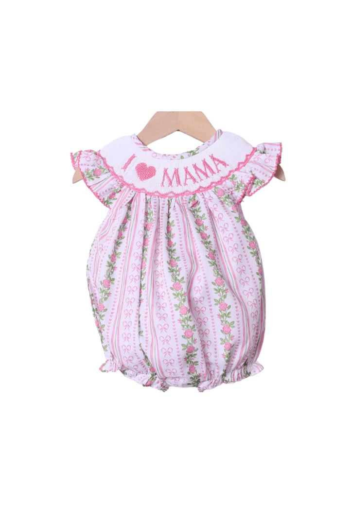 The Smocked Flamingo Apparel & Accessories Smocked I Love Mama Fancy Floral Bubble