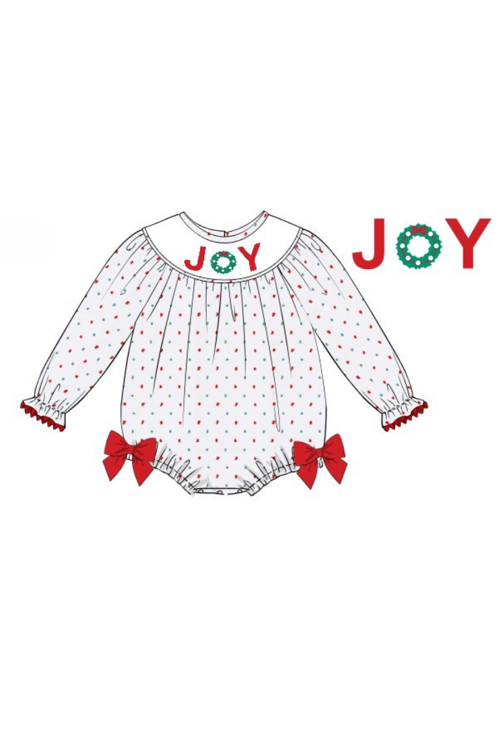 The Smocked Flamingo Apparel & Accessories Smocked Joy Red Swiss Dot Bubble