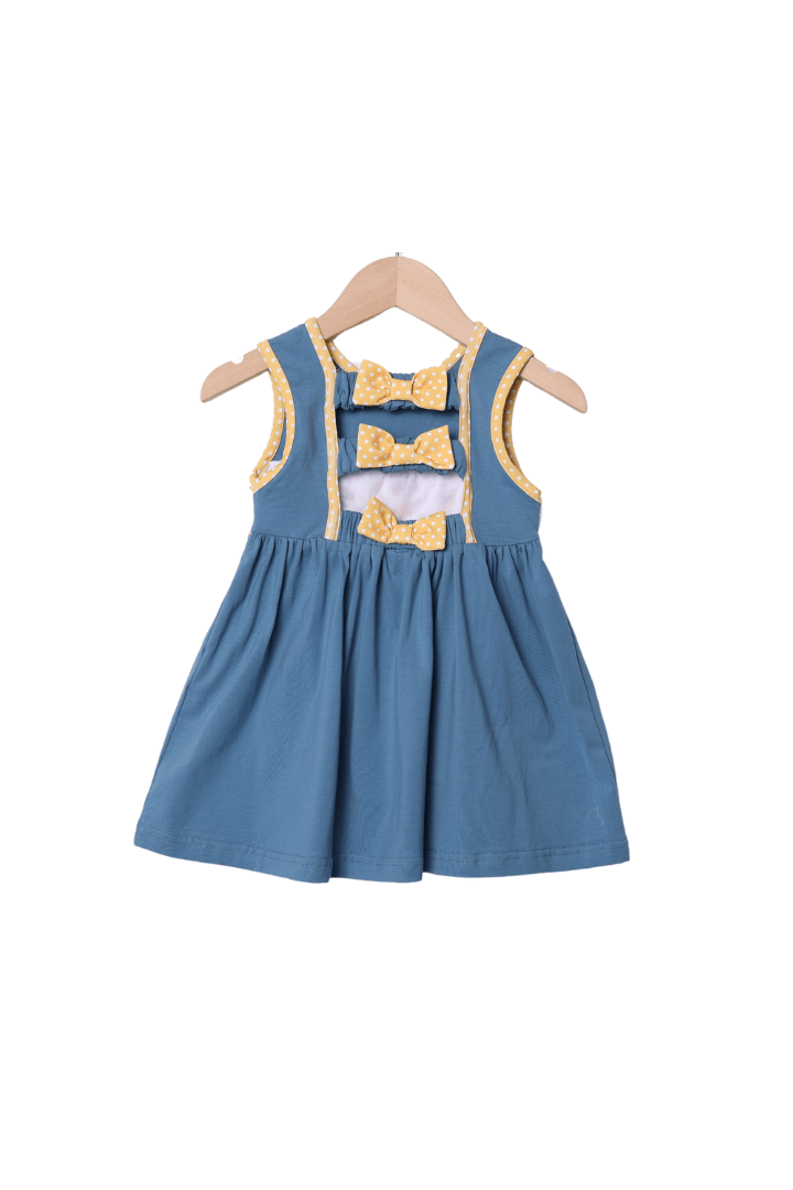The Smocked Flamingo Apparel & Accessories Smocked Lion and Friends Stone Blue Knit Dress