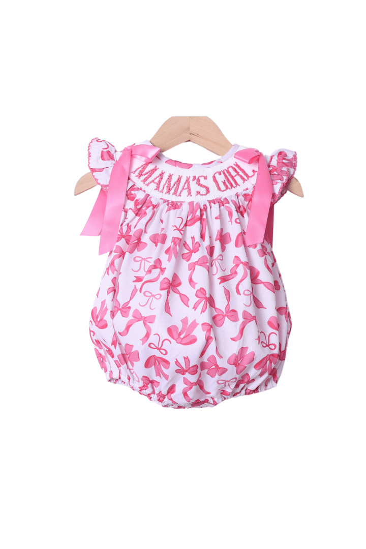 The Smocked Flamingo Apparel & Accessories Smocked Mama's Girl Pink Bow Bubble