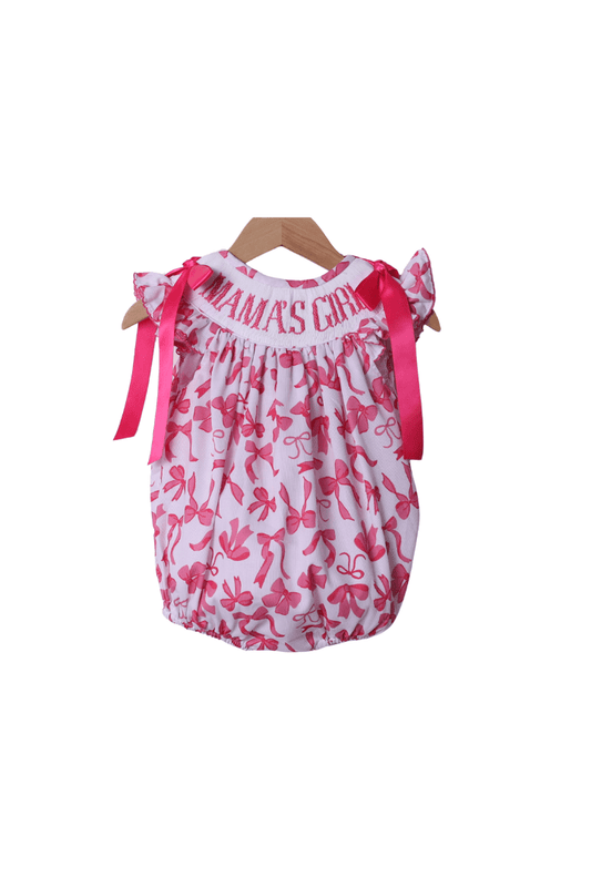 The Smocked Flamingo Apparel & Accessories Smocked Mama's Girl Pink Bow Bubble