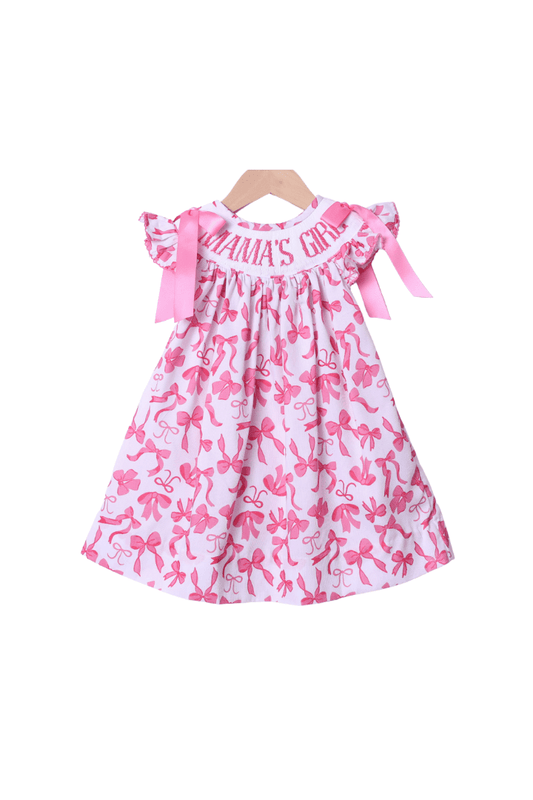 The Smocked Flamingo Apparel & Accessories Smocked Mama's Girl Pink Bow Dress