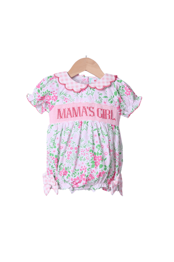 The Smocked Flamingo Apparel & Accessories Smocked Mama's Girl Pink Floral Bubble