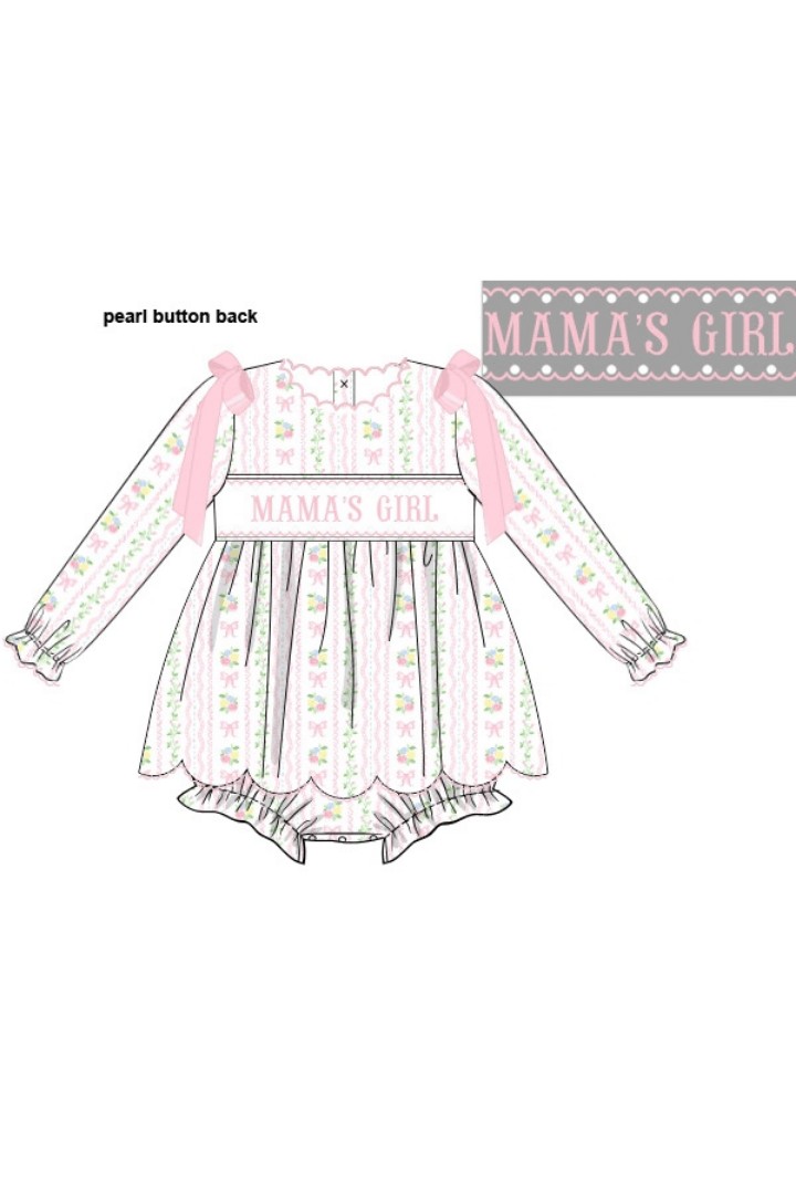 The Smocked Flamingo Apparel & Accessories Smocked Mama's Girl Spring Floral Scalloped Skirted Bubble