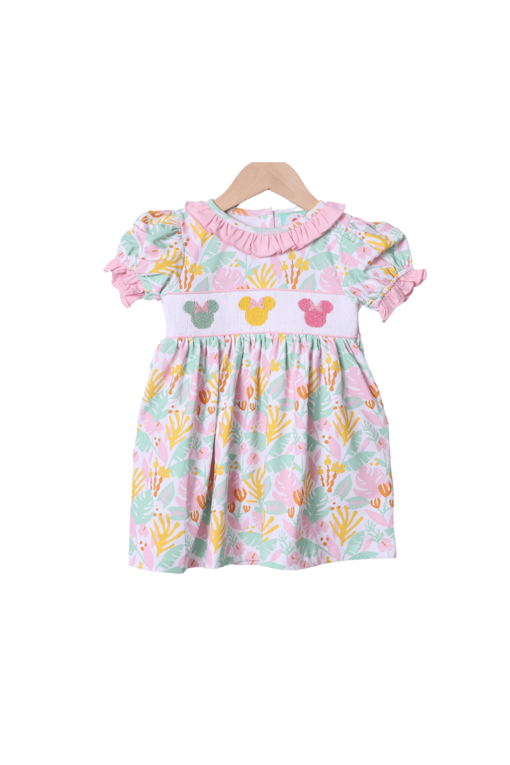 The Smocked Flamingo Apparel & Accessories Smocked Mouse Floral Dress