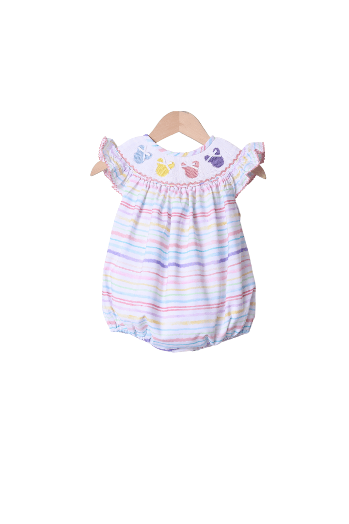 The Smocked Flamingo Apparel & Accessories Smocked Mouse Pastel Stripe Bubble