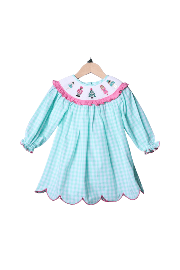 Smocked Nutcracker Ballet Gingham Bishop Dress