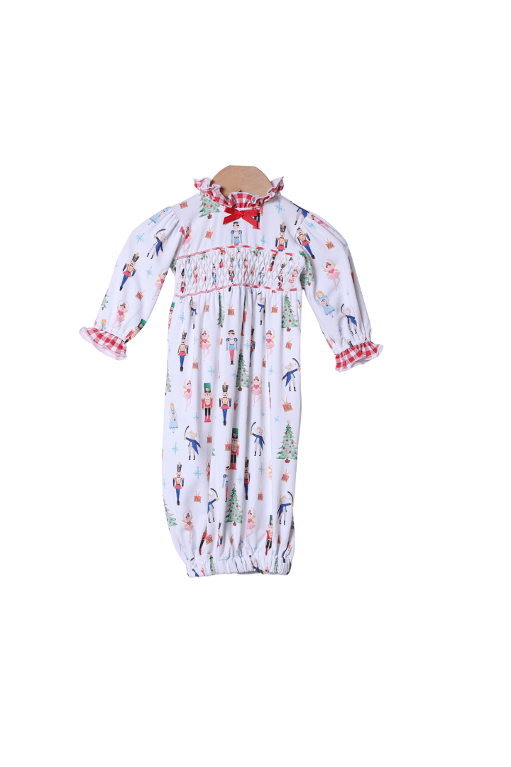 The Smocked Flamingo Apparel & Accessories Smocked Nutcracker Layette Gown