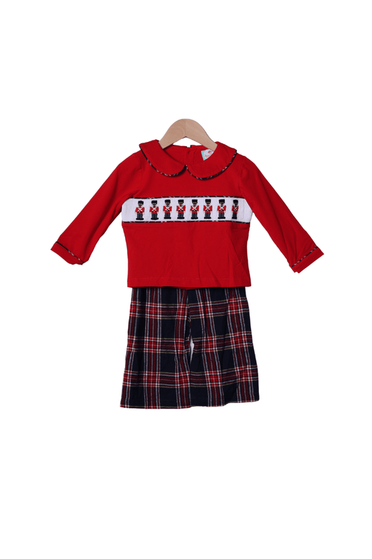 The Smocked Flamingo Apparel & Accessories Smocked Nutcracker Plaid Pant Set