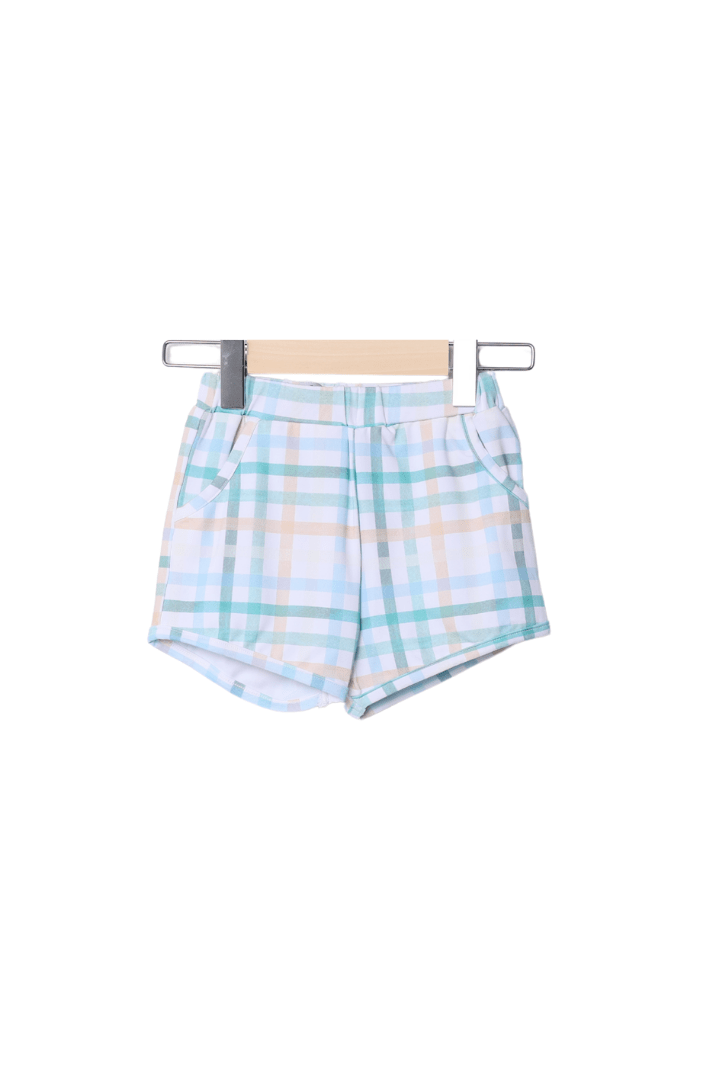 The Smocked Flamingo Apparel & Accessories Smocked Ocean Creature Blue Plaid Short Set