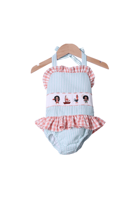 The Smocked Flamingo Apparel & Accessories Smocked Ocean Princess One Piece Swimsuit