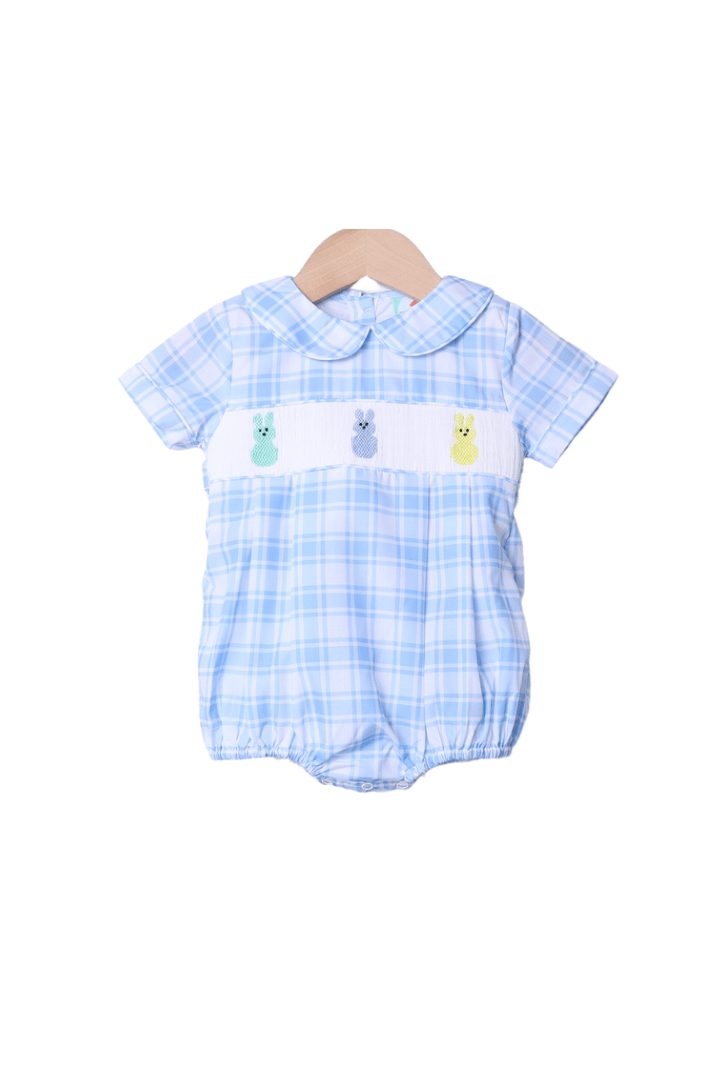 The Smocked Flamingo Apparel & Accessories Smocked Peep Blue Gingham Bubble